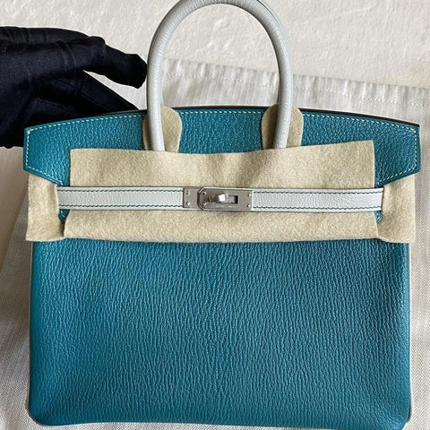 Birkin 25 Vert Bosphore/Gris Perle Chevre