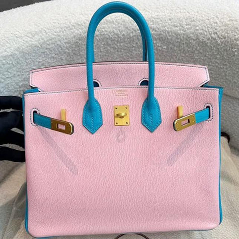 Birkin 25 Rose Sakura/Turquoise Chevre
