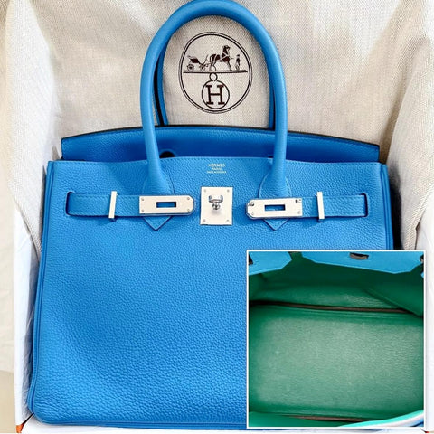 Birkin 30 Verso Blue Zanzibar/Malachite Togo