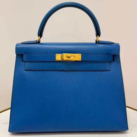 Kelly 28 Sellier Blue France Epsom