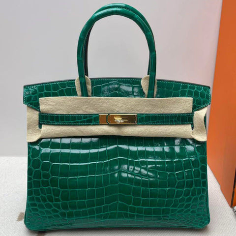 Birkin 30 Vert Emerald Shiny Niloticus