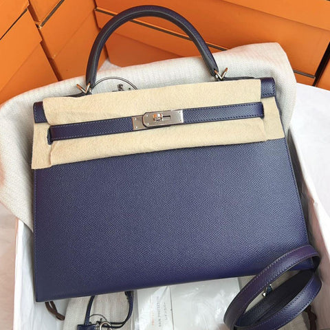 Kelly 32 Sellier Blue Sapphire Epsom