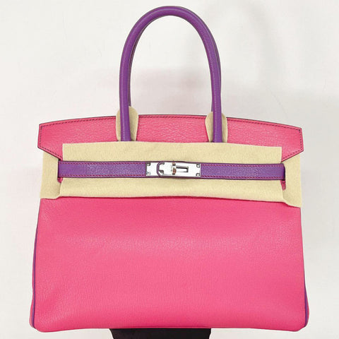 Birkin 30 Rose Tyrien/Parme Chevre