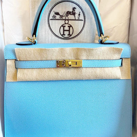 Kelly 25 Sellier Blue Celeste Epsom
