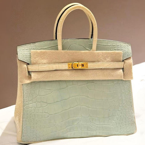 Birkin 25 Vert d'Eau/Vanille Matte Alligator