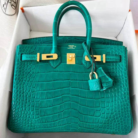 Birkin 25 Malachite Matte Alligator