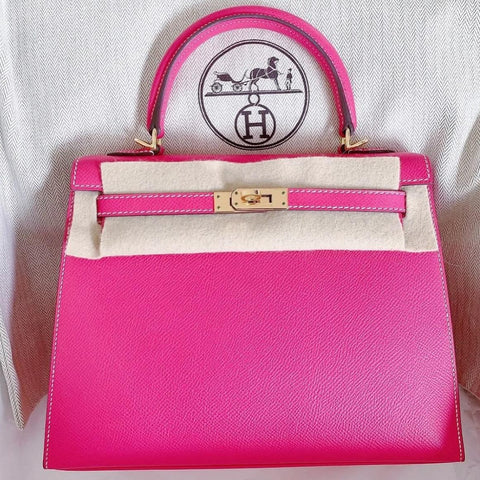 Kelly 25 Sellier Rose Tyrien Epsom