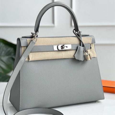 Kelly 28 Sellier Gris Mouette Epsom