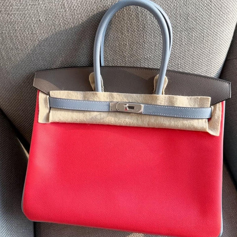 Birkin 35 Rose Jaipur/Blue Lin/Etain Epsom
