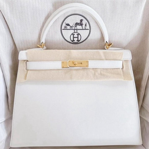 Kelly 28 Sellier White Epsom
