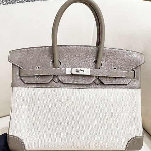 Birkin 35 Toile Etoupe Clemence