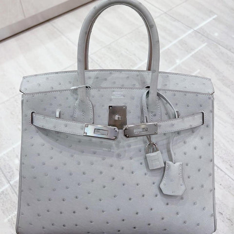 Birkin 30 Gris Pale Ostrich