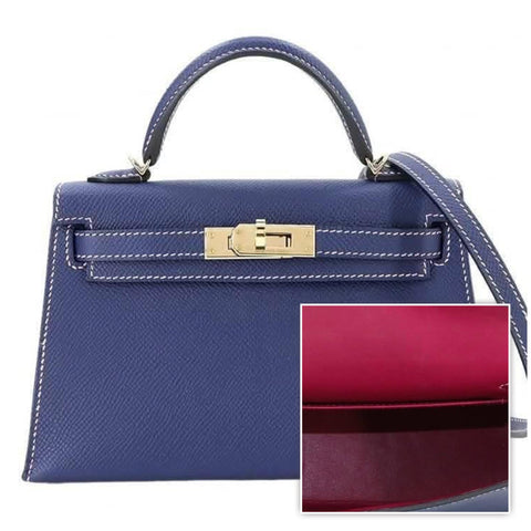 Kelly Mini Verso Blue Sapphire/Rose Pourpre Epsom