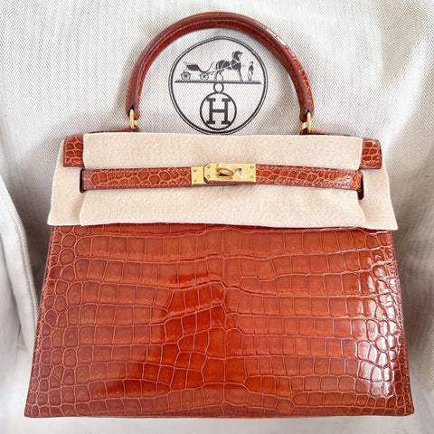 Kelly 25 Sellier Miel Shiny Porosus