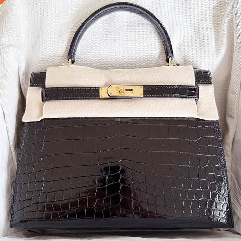 Kelly 28 Sellier Black Shiny Niloticus