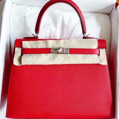 Kelly 25 Sellier Verso Rouge de Coeur/Rouge Grenat Epsom
