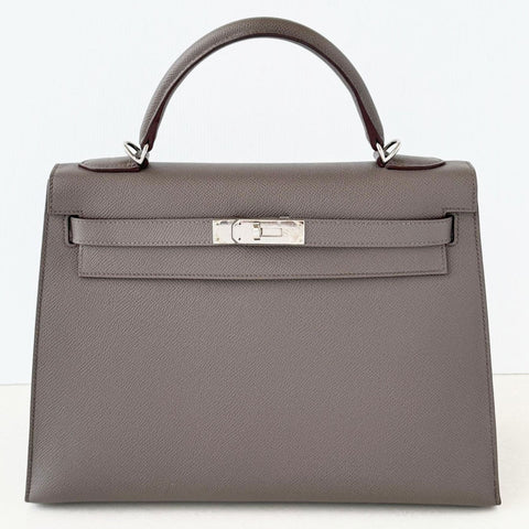 Kelly 32 Sellier Etain Epsom