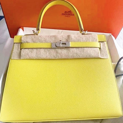 Kelly 25 Sellier Lime Epsom