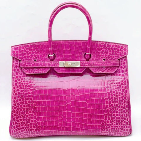 Birkin 35 Rose Scheherazade Shiny Porosus
