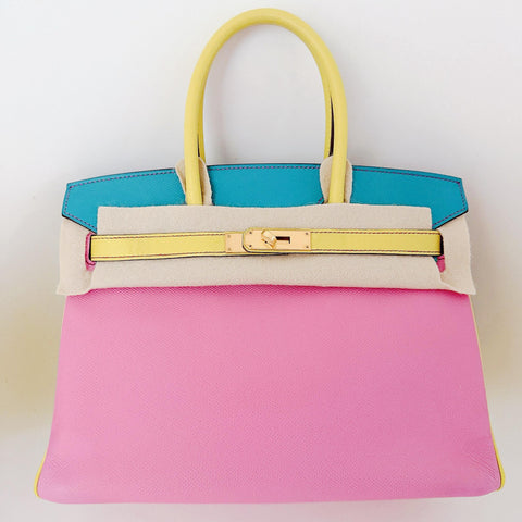 Birkin 30 Rose Confetti/Blue Izmir/Lime Epsom