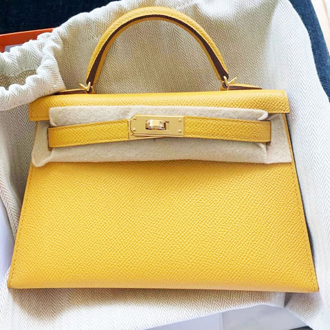 Kelly Mini Jaune Ambre Epsom