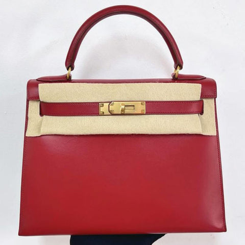Kelly 28 Sellier Rouge Vif Boxcalf