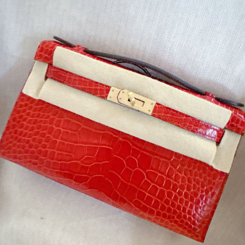 Kelly Pochette Sanguine Matte Alligator