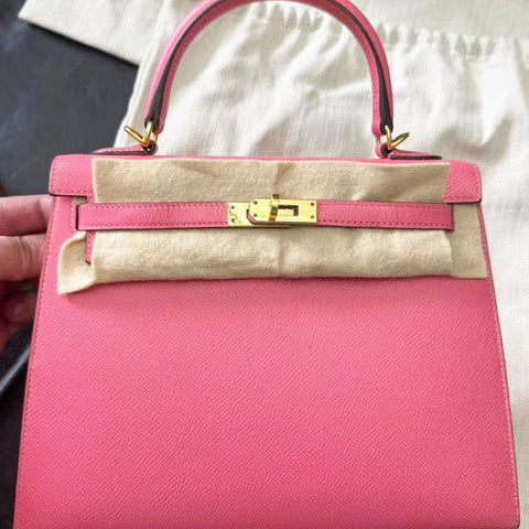 Kelly 25 Sellier Rose Azalee Epsom