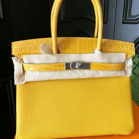 Birkin 30 Touch Jaune Ambre Togo/Shiny Croc