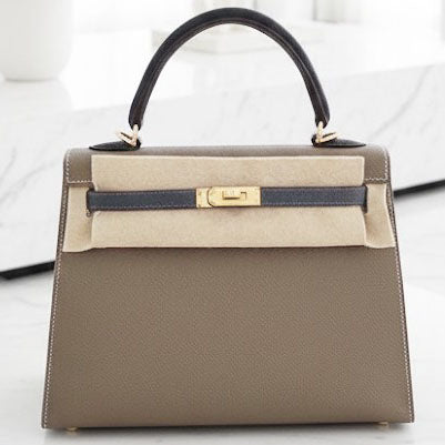 Kelly 25 Sellier Etoupe/Ardoise/Black Epsom
