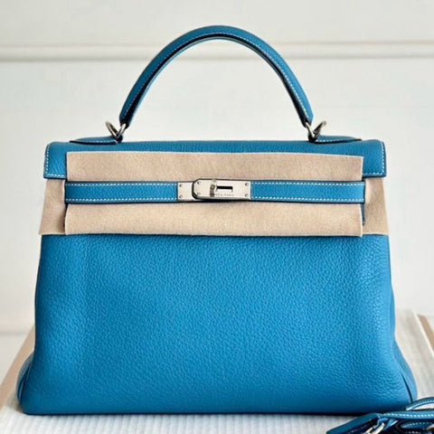 Kelly 32 Blue Jean Togo