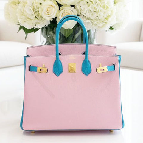 Birkin 25 Rose Sakura/Turquoise Chevre