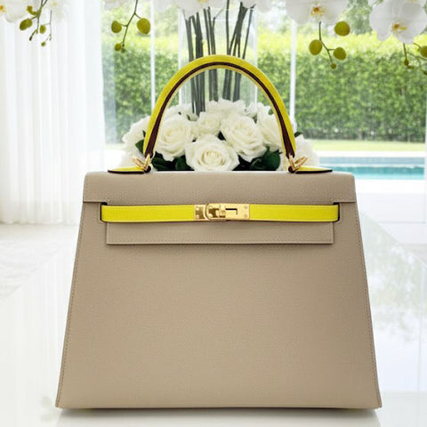 Kelly 25 Sellier Trench/Lime Epsom