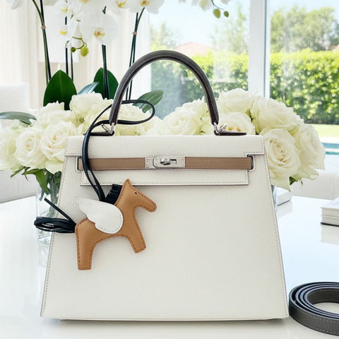 Kelly 25 Sellier Nata/Chai/Gris Meyer Epsom