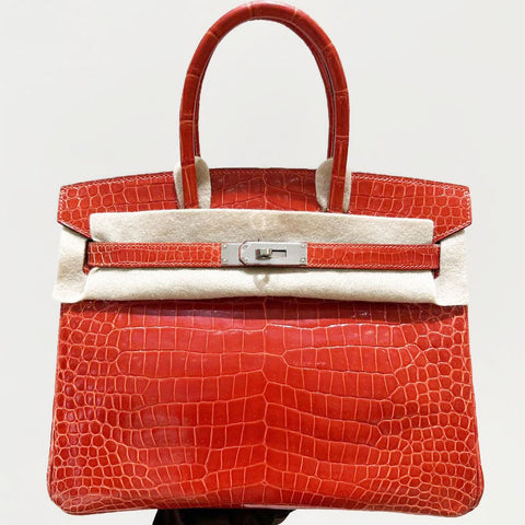 Birkin 30 Geranium Shiny Porosus