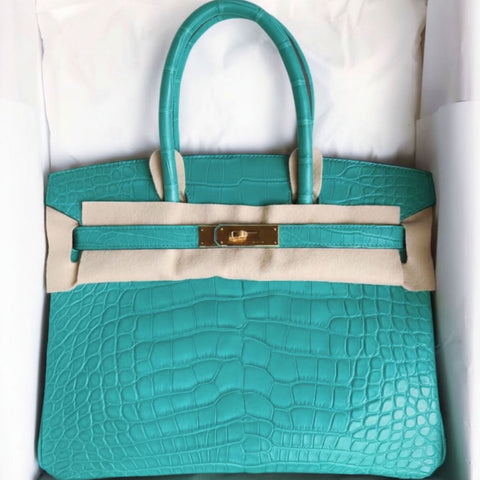 Birkin 30 Blue Paon Matte Alligator