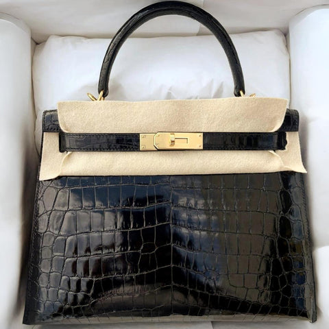 Kelly 28 Sellier Black Shiny Niloticus