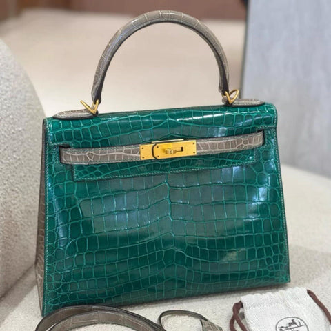 Kelly 28 Sellier Vert Emerald/Gris Tourterelle Shiny Niloticus