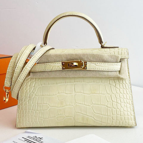Kelly Mini Vanille Matte Alligator
