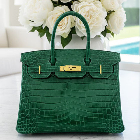 Birkin 30 Vert Emerald Shiny Niloticus