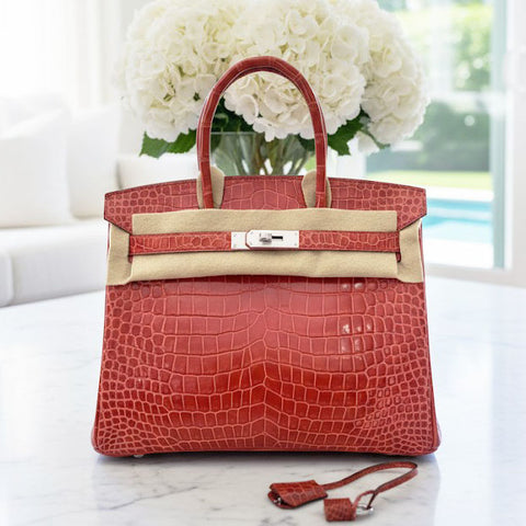 Birkin 30 Geranium Shiny Porosus