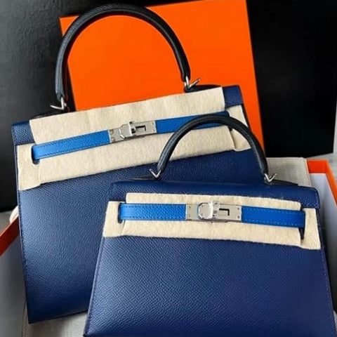 Kelly 25 Sellier Blue Sapphire/Blue France/Black Epsom