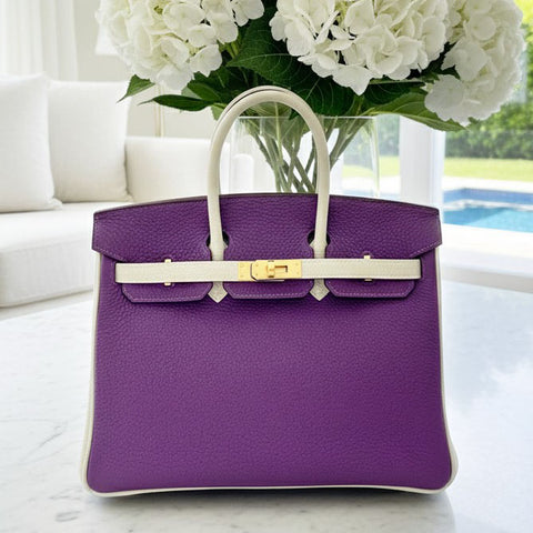 Birkin 25 Anemone/Craie Togo