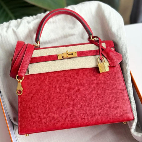 Kelly 25 Sellier Rouge Casaque Epsom