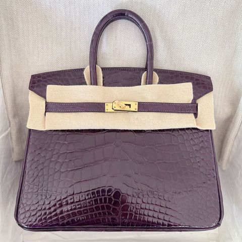 Birkin 25 Aubergine Shiny Alligator