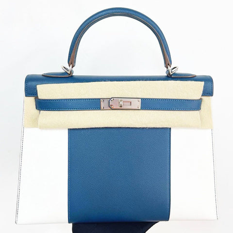Kelly 32 Sellier Flag White Mykonos Epsom