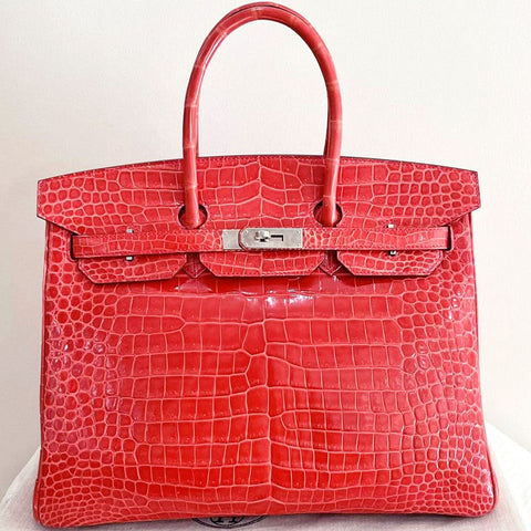 Birkin 35 Geranium Shiny Porosus
