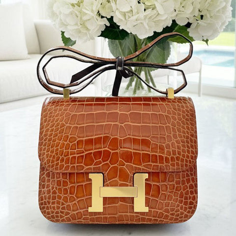 Constance 24 Caramel Shiny Alligator