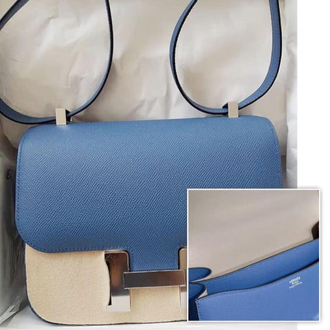 Constance 24 Verso Blue Agate/Gris Mouette Epsom