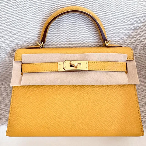 Kelly Mini Jaune Ambre Epsom